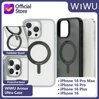 Gambar Case iPhone 16 Pro Max / 16 Pro / 16 Plus / 16 WiWU Armor Ultra MagSafe Foldable Stand Hybrid Matte Casing (FGG-202) - Black , iPhone 16 dari WiWU Official Kota Bekasi 1 Tokopedia