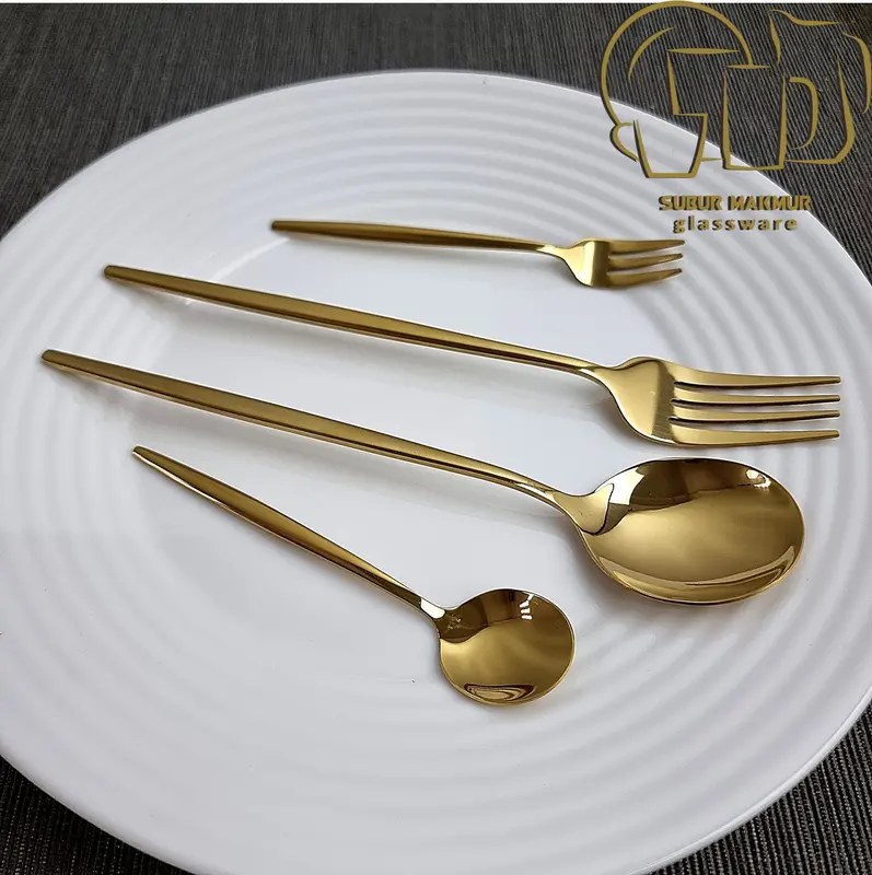 [6 pcs] Garpu Makan Korea GOLD GEMINI SLIM HANDLE Tebal Stainless Steel Table Fork (KORSL/GLD-TBF) 1