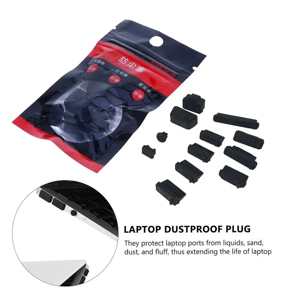 BudgetGadget Silikon Notebook Dust Plug Set Penutup Lubang Laptop 13 PCS USB HDMI Audio TF Card Anti Debu Tahan Lama Universal