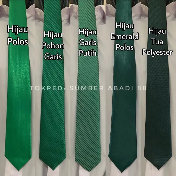 Dasi Pria Ikat Manual Dewasa Panjang Polos dan Motif Garis (Hijau Sage Olive Army Ijo Toska Mint) 2
