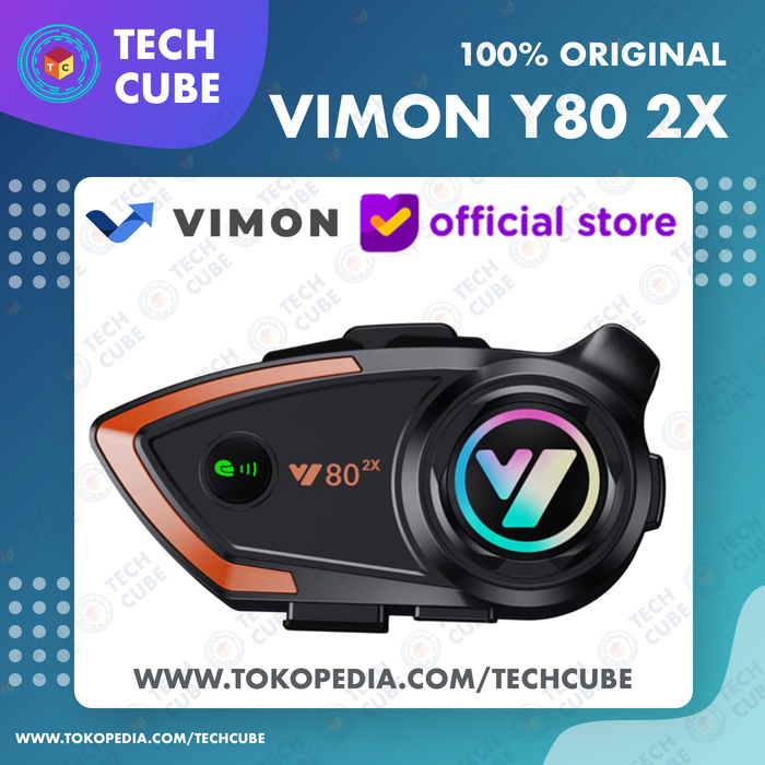 Gambar VIMON Y80 2X Bluetooth Intercom Helm Radio FM 2 Rider Qualcomm Chip dari Tech Cube Store Kota Administrasi Jakarta Barat Tokopedia