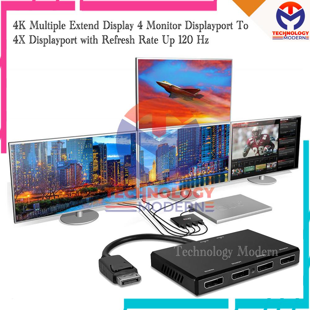 4K Multiple Extend Display 4 Monitor Displayport To 4X Displayport/HDMI with Refresh Rate Up 120 Hz