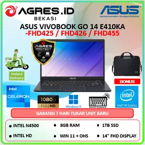 Asus Vivobook Go 14 E410KA Intel N4500 Ram 8Gb 1Tbssd Win11+Ohs 14.0Fhd Blue & Black