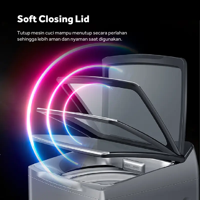 AQUA Elektronik AQW-920R Mesin Cuci Top Loading 9 Kg - Automatic Dynamic Soak Function - Power Off Memory - Tempered Glass Lid - Soft Closing Lid - Hijab Mode - Low Water Preasure - Fuzzy Logic - Stainless Steel Tube 5