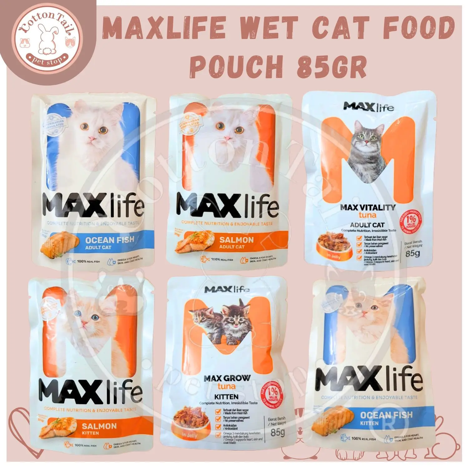Maxlife Wet Pouch 85gr for Cat Kitten Makanan Kucing Basah Sachet 85gr