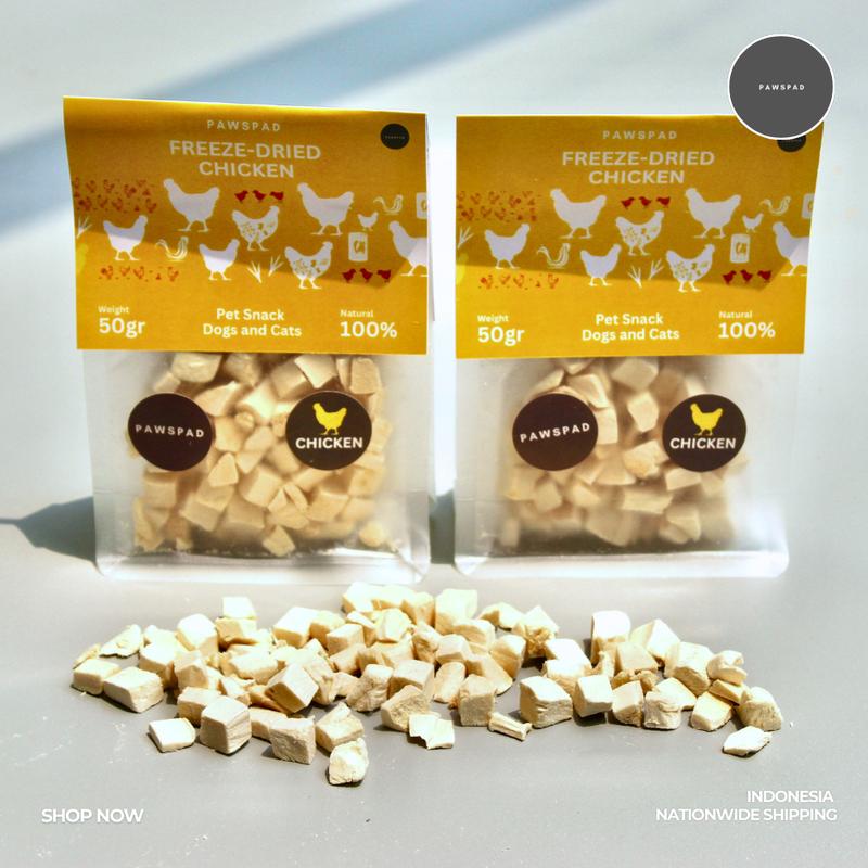 PAWSPAD FREEZE DRIED CHICKEN CEMILAN/SNACKS ANJING DAN KUCING 50GR 2