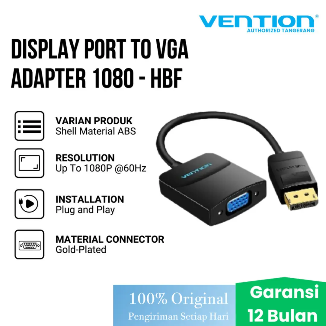 Vention Display Port to VGA Converter DP to VGA Adapter 1080P HD HBF