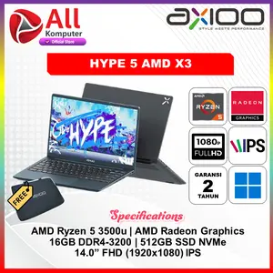 Axioo Hype 5 AMD JKT48 X3 Ryzen 5 3500U 8GB 256GB W11 14.0 FHD IPS Backlit Baru Resmi