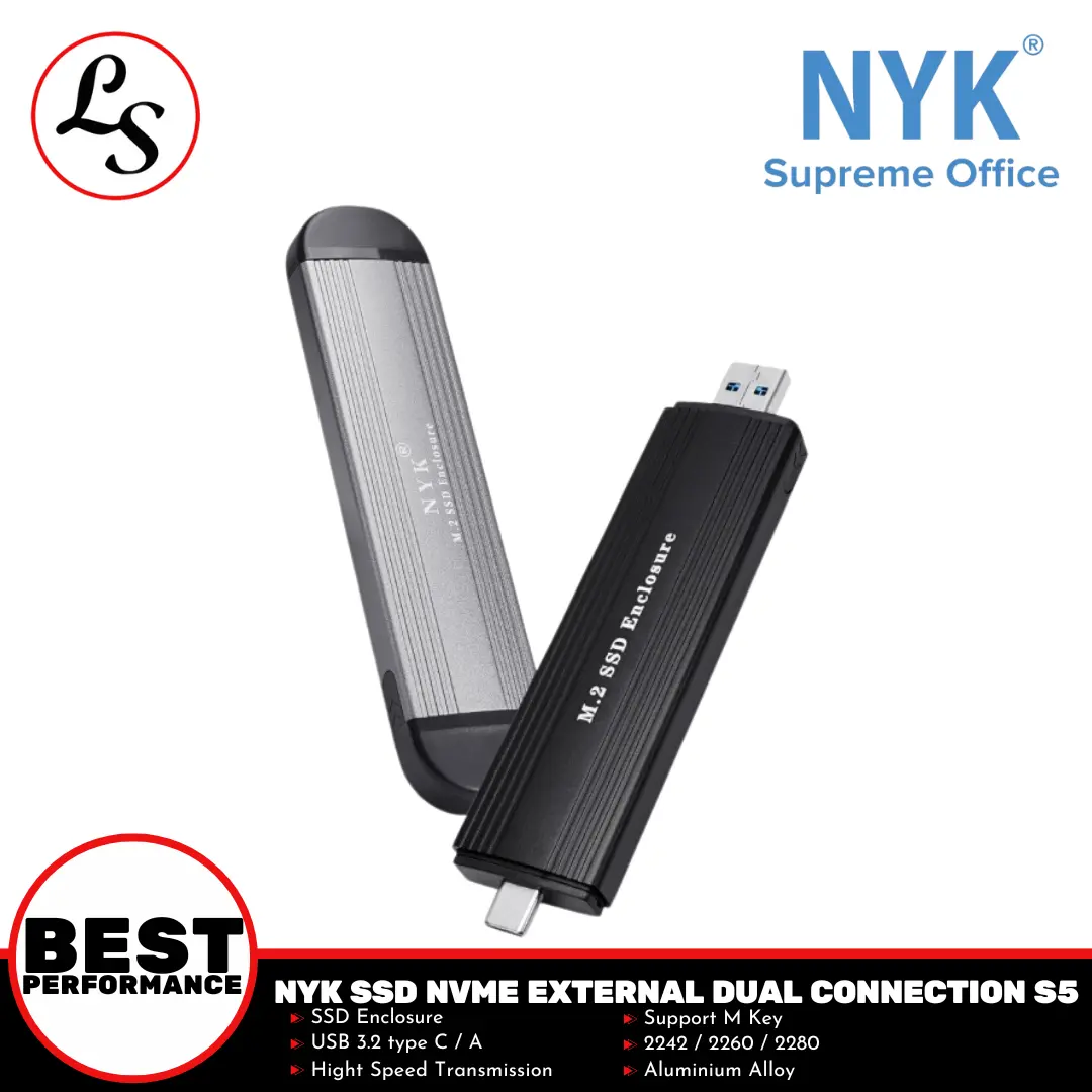 NYK SSD ENCLOSURE S5 SSD M2 NVME External Dual Connection USB / Type C