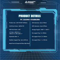 Gambar CASING PARADOX GAMING STARBURN - Mid Tower mATX Case Tempered Glass (Free 3x Fix RGB Fan) dari Techno Computer Bali Kota Denpasar 5 Tokopedia