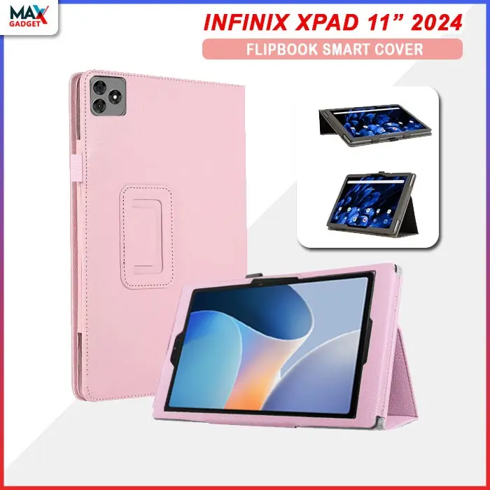 Infinix Xpad  X Pad 11 inch 2024 Flipbook Case Cover Leather TPU PU Sintetis Karet Standing Flipcase Casing Tablet Magnet Slim Bookcover Warna Hitam Black Premium Bukan Universal Pelindung Aksesoris X Tab 11" Hitam Pink Navy 0