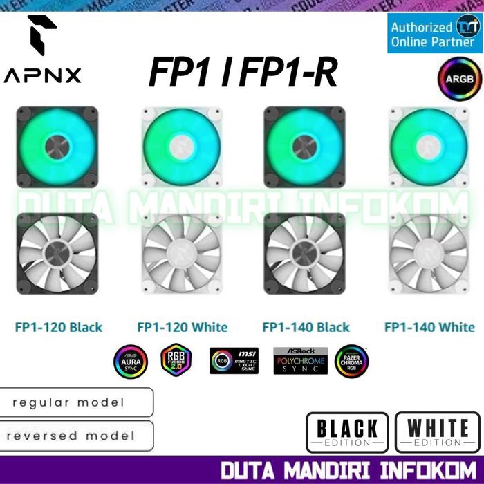 Gambar APNX FP1 I FP1-R - 120mm I 140mm PWM ARGB Performance Fan with sleek new look I FP1-120 I FP1-140 I FP1-R 120 I FP1-R 140 [Standrad & Reverse Blade] - BLACK STD, FP1-120 dari Duta Mandiri Infokom Kota Administrasi Jakarta Pusat Tokopedia
