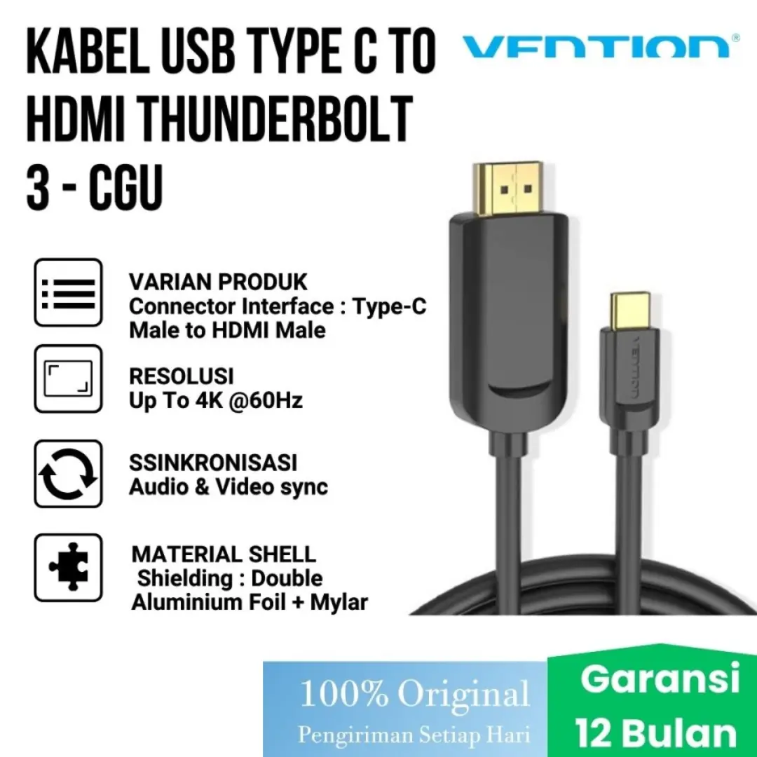 Vention Kabel USB Type C to HDMI Thunderbolt 3 - CGU