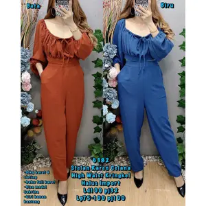 [ Siro ] Setelan Crop Top Karen Celana High Waist Kringkel Premium ||  Setelan Wanita Kekinian / One set / Setelan cargo / Setelan Kulot / Setelan crop / Setelan terbaru / Pakaian wanita / Setelan motif / Set korea style / Setelan Rok / Setelan Modis