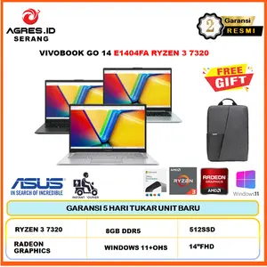 Asus Vivobook GO 14 E1404FA Ryzen 3 7320 8GB 512GB W11+OHS 14.0FHD Garansi Resmi