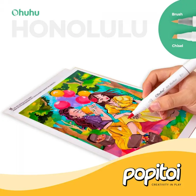 OHUHU Honolulu 24 48 72 104 120 168 216 320 Alcohol Art Marker Color Dual Tip BRUSH and CHISEL Alcohol Water color acrylic Art Marker Spidol Warna Gambar Manga Anime Alkohol 1