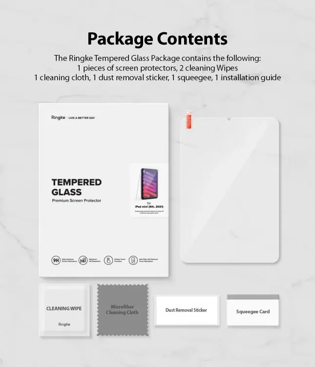 Tempered Glass iPad Mini 7 2024 Ringke ID Clear Screen Guard Protector Anti Gores Kaca Original New 8