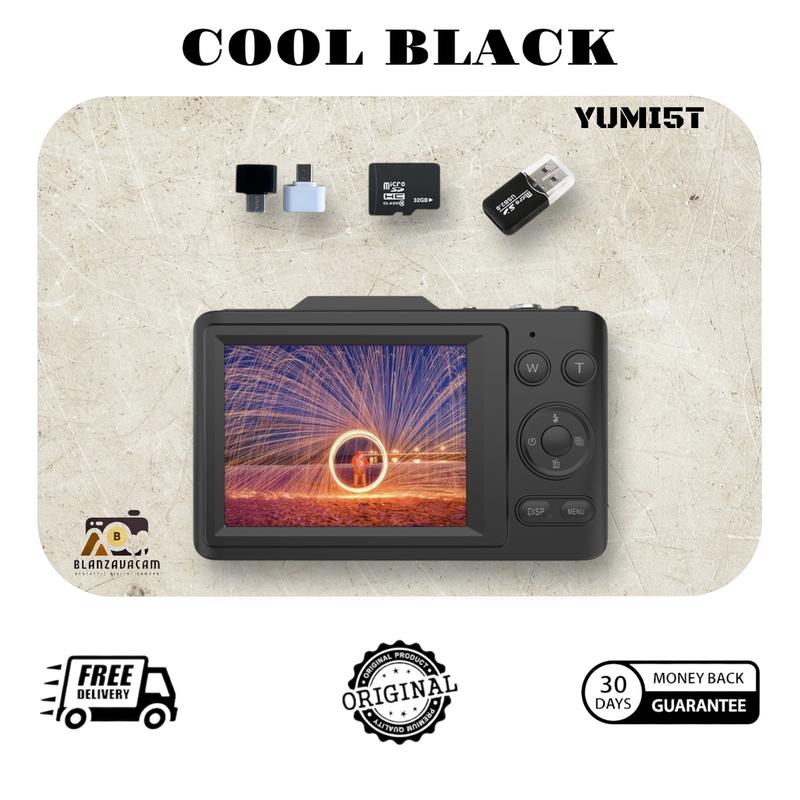 Kamera Digital BLANZAVA CAM YUMI5T 4K Digital Camera Original 48MP 16X Digital Zoom Anti Shake Auto Focus Vintage Portable Camera Aesthetic Pocket Digicam Estetik untuk Photography Free Memory Card 32GB up to 128GB Hitam Putih Ready Stock 5
