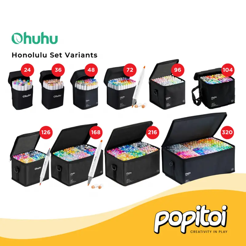 OHUHU Honolulu 24 48 72 104 120 168 216 320 Alcohol Art Marker Color Dual Tip BRUSH and CHISEL Alcohol Water color acrylic Art Marker Spidol Warna Gambar Manga Anime Alkohol 5