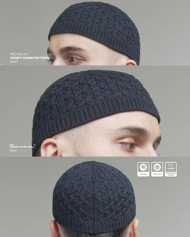 SAMASE PECI RAJUT BEANIE HAT COTTON COMBED F006P 2