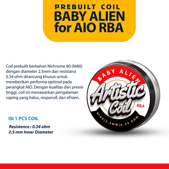 Jual Artistic Coil AIO RBA 2.5MM NI80 Baby Alien Prebuilt Coil - Kota ...