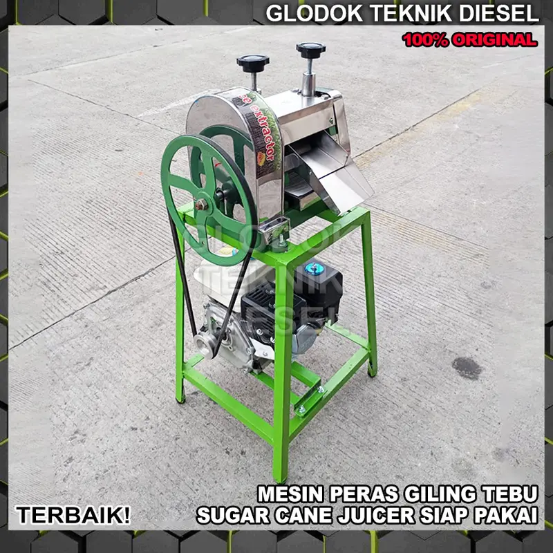 Mesin Gilingan Peras Sari Tebu + Rangka + Engine Penggerak Bensin GX 200 Sugar Cane Machine 250 A C Original Terbaik 0