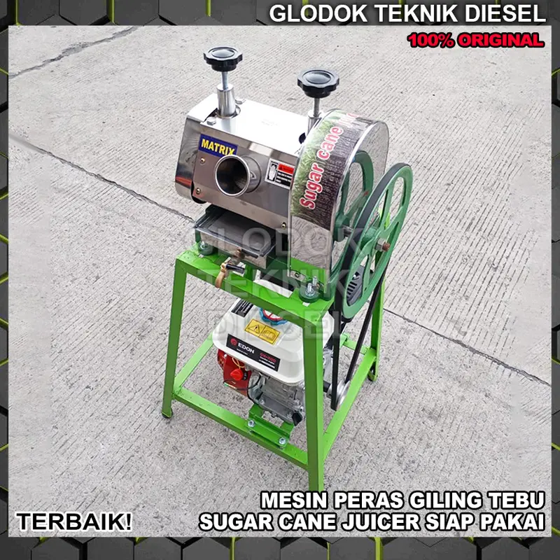 Mesin Gilingan Peras Sari Tebu + Rangka + Engine Penggerak Bensin GX 200 Sugar Cane Machine 250 A C Original Terbaik 3