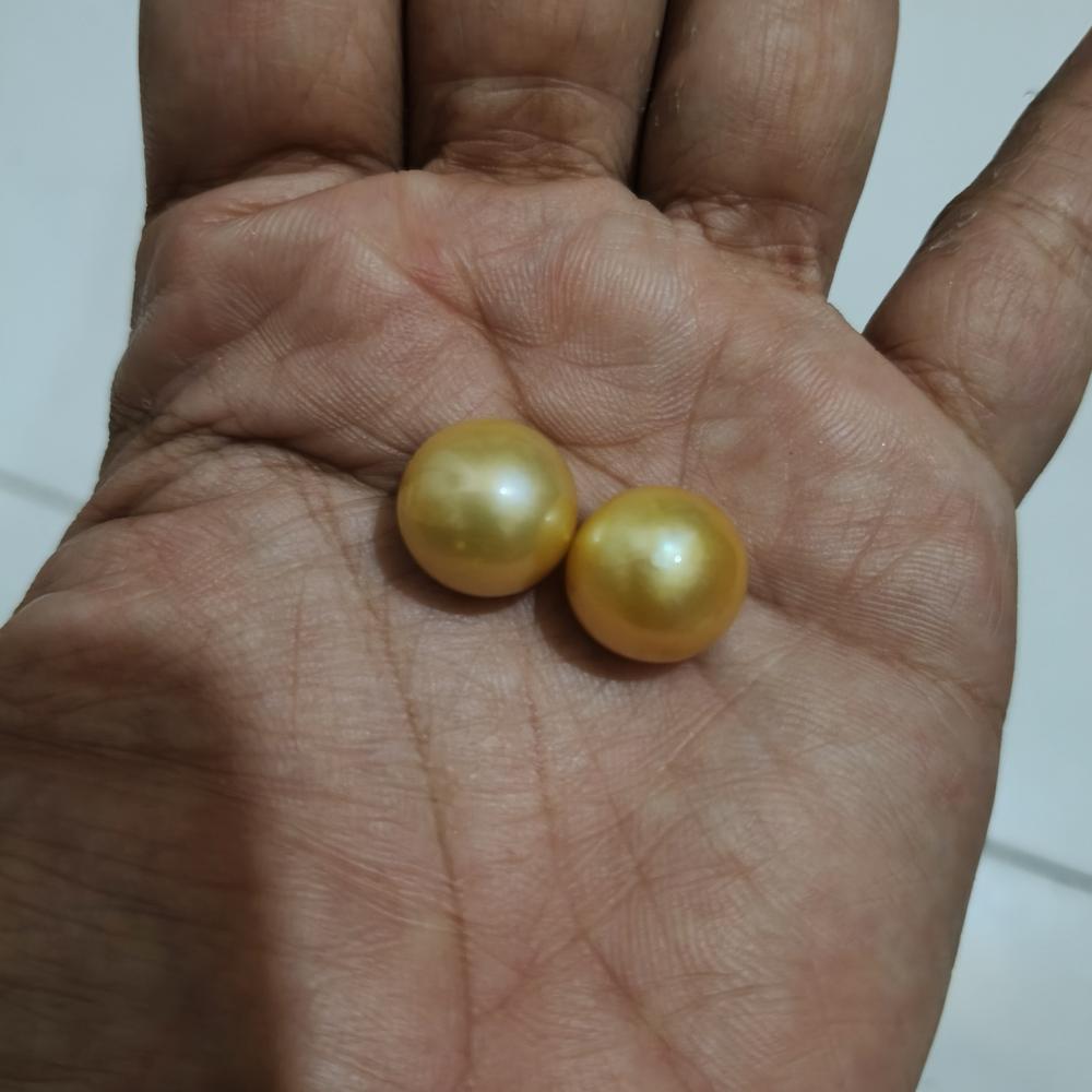 2pcs butiran mutiara air laut goldd