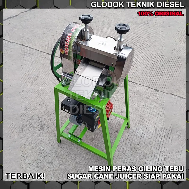 Mesin Gilingan Peras Sari Tebu + Rangka + Engine Penggerak Bensin GX 200 Sugar Cane Machine 250 A C Original Terbaik 1