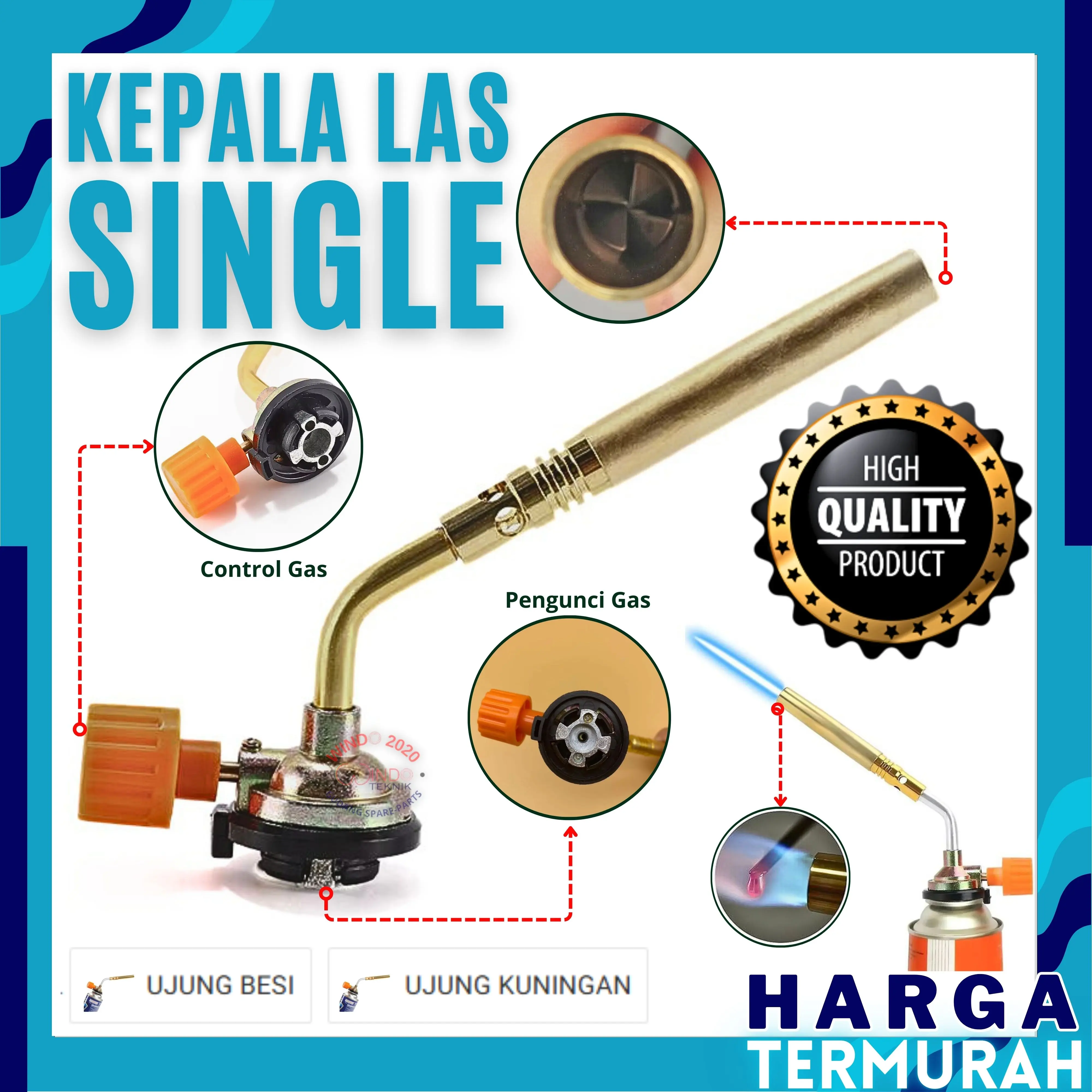 KEPALA LAS SINGLE | GAS LASS TORCH ALAT BAKAR MAKANAN | PEMANTIK LAS
