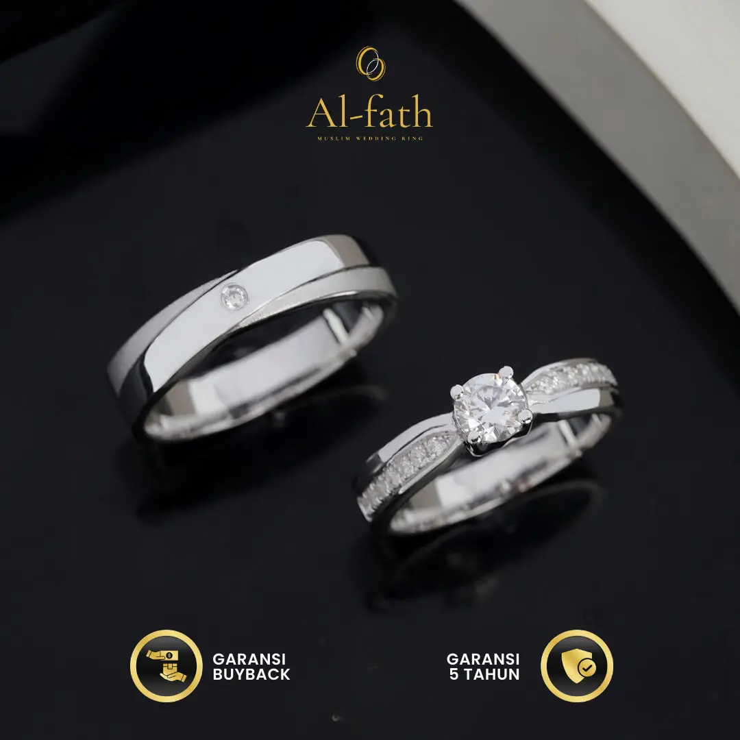 Cincin Couple Nikah Kawin Lamaran Tunangan  Perak Pasangan Palladium Platinum Emas No.248