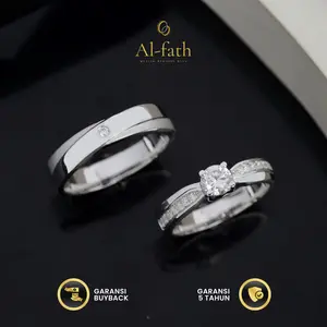 Cincin Couple Nikah Kawin Lamaran Tunangan  Perak Pasangan Palladium Platinum Emas No.248