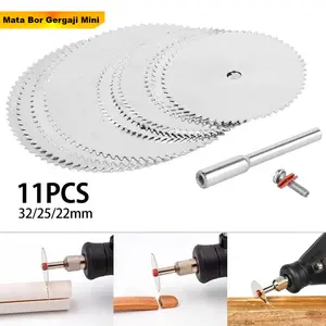 Mata Bor Gergaji HSS Mini Dremel Circular 11 PCS 22mm 25mm 35mm Mata Gerinda Rotary Potong Tuner Small Saw Blade Stainless Steel