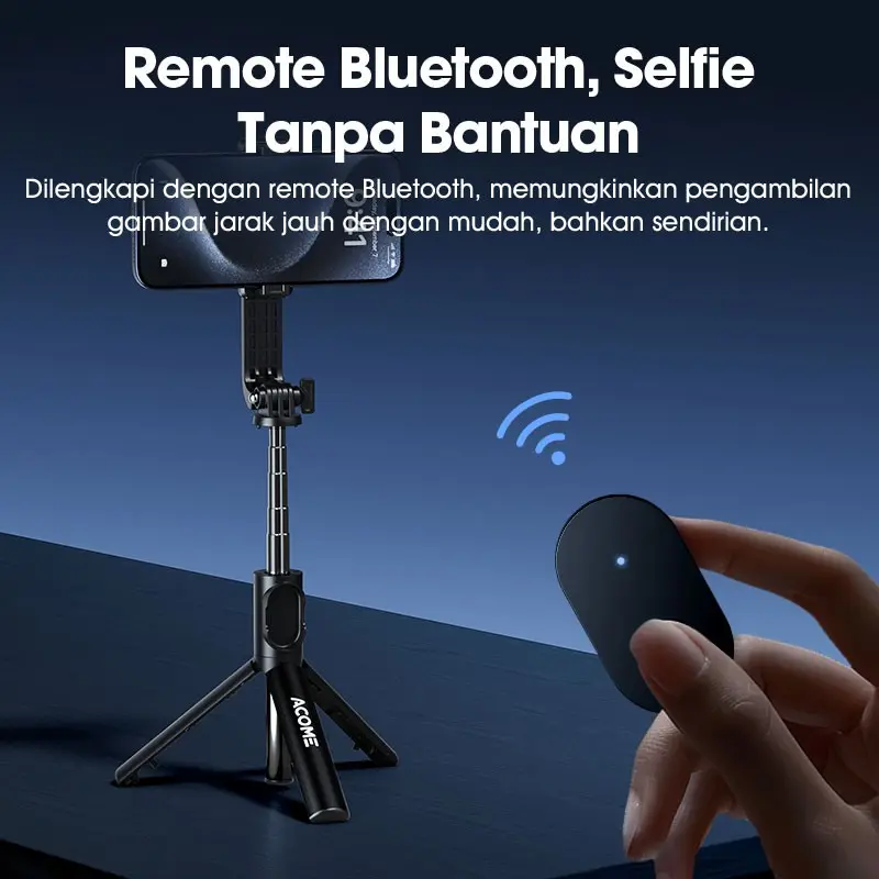 TRIPOD TONGSIS ACOME SS07A DENGAN REMOTE BLUETOOTH CONTROL TONGKAT HP SELFIE STICK PORTABLE FLEXIBLE 1