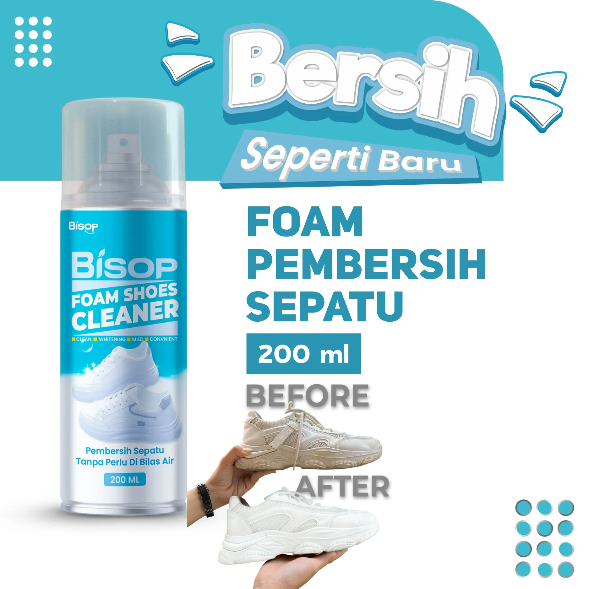 Bisop Foam Shoe Cleaner / Pembersih Sepatu Instan Tanpa Air 200ML
