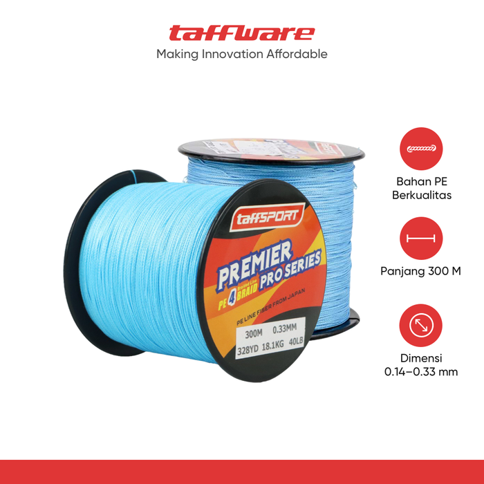 Gambar Benang Pancing TaffSPORT Premier Pro Series Braided Thick 0.33mm- 300M dari Taffware Official Store Kota Administrasi Jakarta Barat Tokopedia