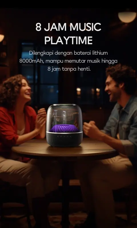 SPEAKER VIVAN VS90 FULLY TRANSPARENT RGB LIGHT EFFECT 360 OMNIDIRECTIONAL 20W SOUND EXTRABASS BLUETOOTH SD USB JACK 3.5MM AUX TWS MODE BLACK 4