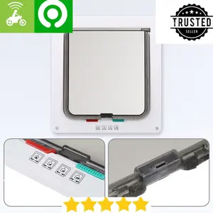 Lubang Pintu Keluar Masuk Kucing Anjing Hewan Flap Door 4 Way Lock