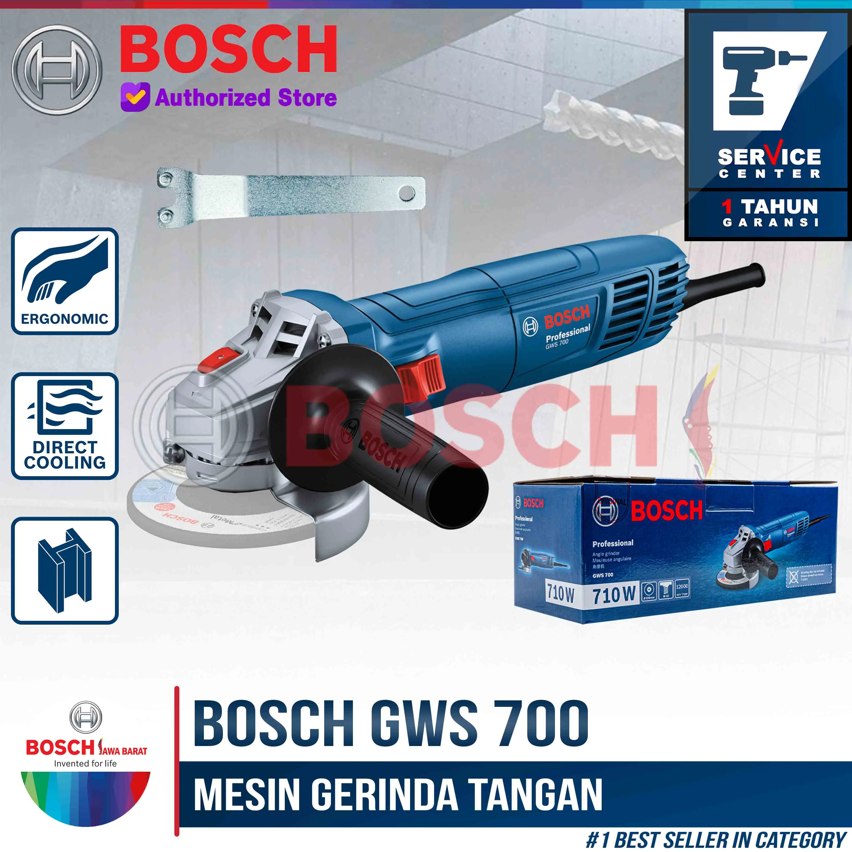 Bosch GWS 700 Mesin Gerinda Tangan 4 Inch 710 Watt Ergonomis Direct Cooling Ideal untuk Metal Grinding dan Cutting