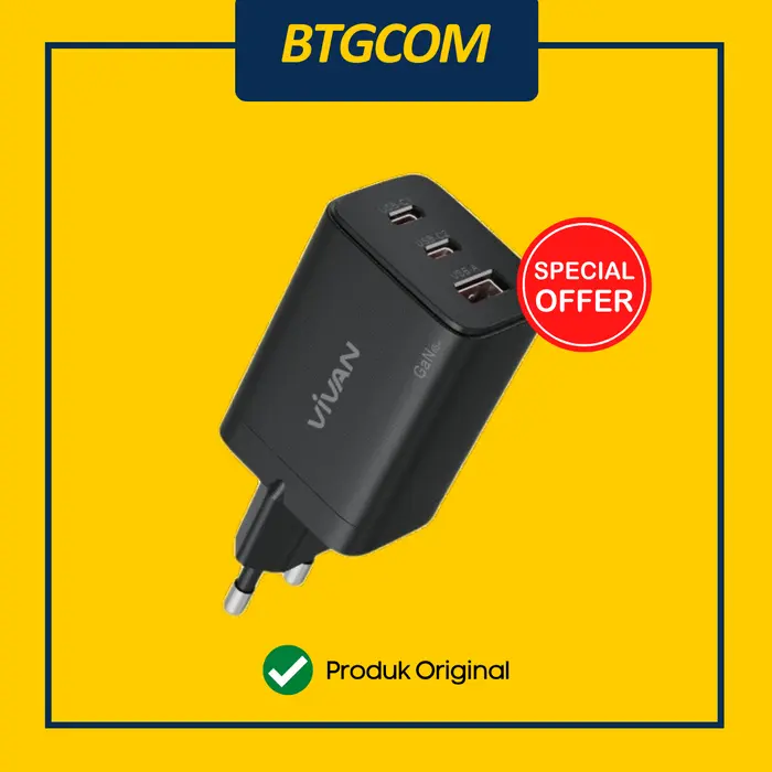 Gambar CHARGER VIVAN C65 65W WATT FASTCHARGING TRIPLE OUTPUT USB C/A GAN METAL dari btgcom Kota Denpasar 3 Tokopedia