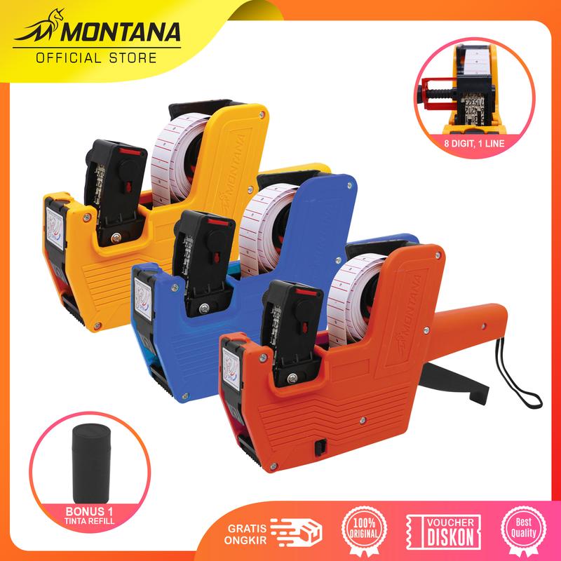 MONTANA Mesin Label Harga 8 Digit Price Labeller Gun Alat Cetak Label 1 ...