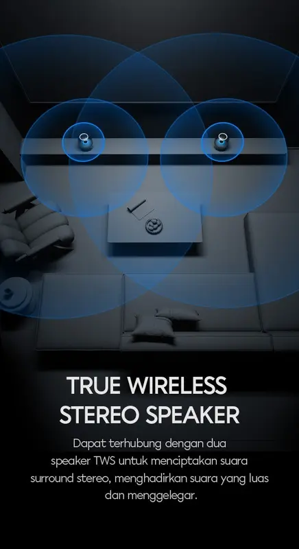 SPEAKER VIVAN VS90 FULLY TRANSPARENT RGB LIGHT EFFECT 360 OMNIDIRECTIONAL 20W SOUND EXTRABASS BLUETOOTH SD USB JACK 3.5MM AUX TWS MODE BLACK 3