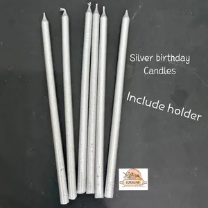 Lilin Panjang Silver (4) 6pc 12 cm Birthday Candle lilin ulang tahun