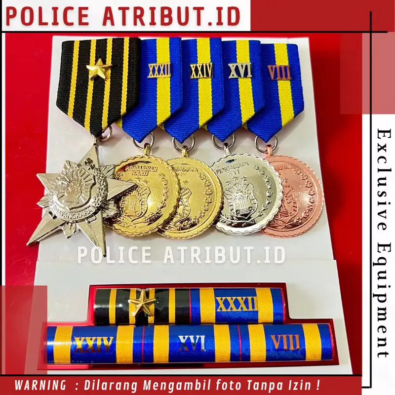 Satya Lencana Medali PDH PDU Set Nararia 8 16 24 32 Tahun Tanda Jasa Polisi Custom Promo Terbaru Best Seller