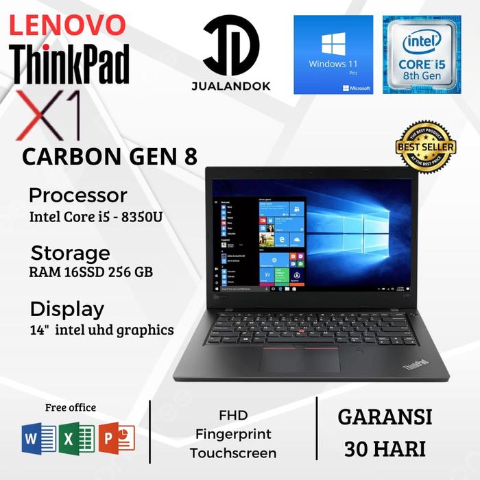 Jual Laptop Lenovo X1 Carbon Core i5 Gen 8- RAM 16GB - SSD 256GB