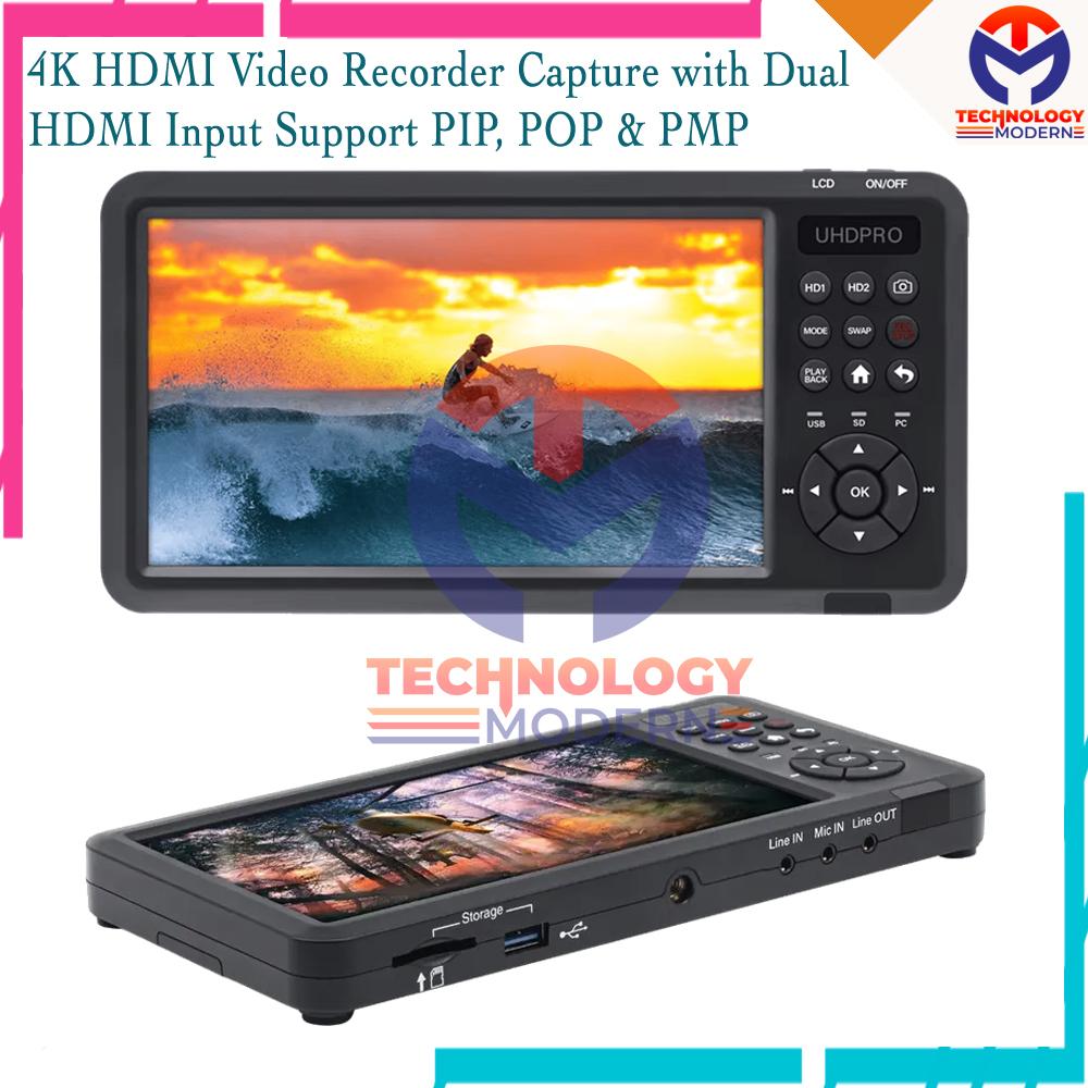 4K HDMI Video Recorder Capture with Dual HDMI Input (Tampil Berbarengan) Support PIP, POP, PMP & HDMI Loop Out Serta Card Reader
