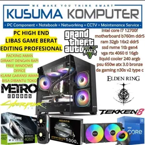 Rakitan PC Gaming Gen 12 High end i7 12700F RTX4060 Ti 16gb 1TB gen 4