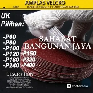 Amplas Tempel Bulat 4" inch Velcro Satuan # 60,80,100,120,150,180,240,320,400