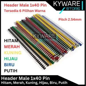 Header Male 40 Pin Straight Lurus Single Row 1x40 Pitch 2.54mm Warna Hitam Merah Kuning Hijau Biru Putih