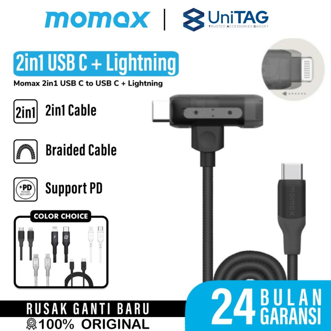 Momax Kabel Charger Lightning - USB C Braided Elite Link 1.2m - Sliver DL31S-1